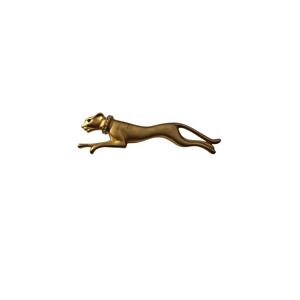 Vintage Signed Jackie Collins Leaping Panther Gold Tone‎ Rhinestone Brooch Pin